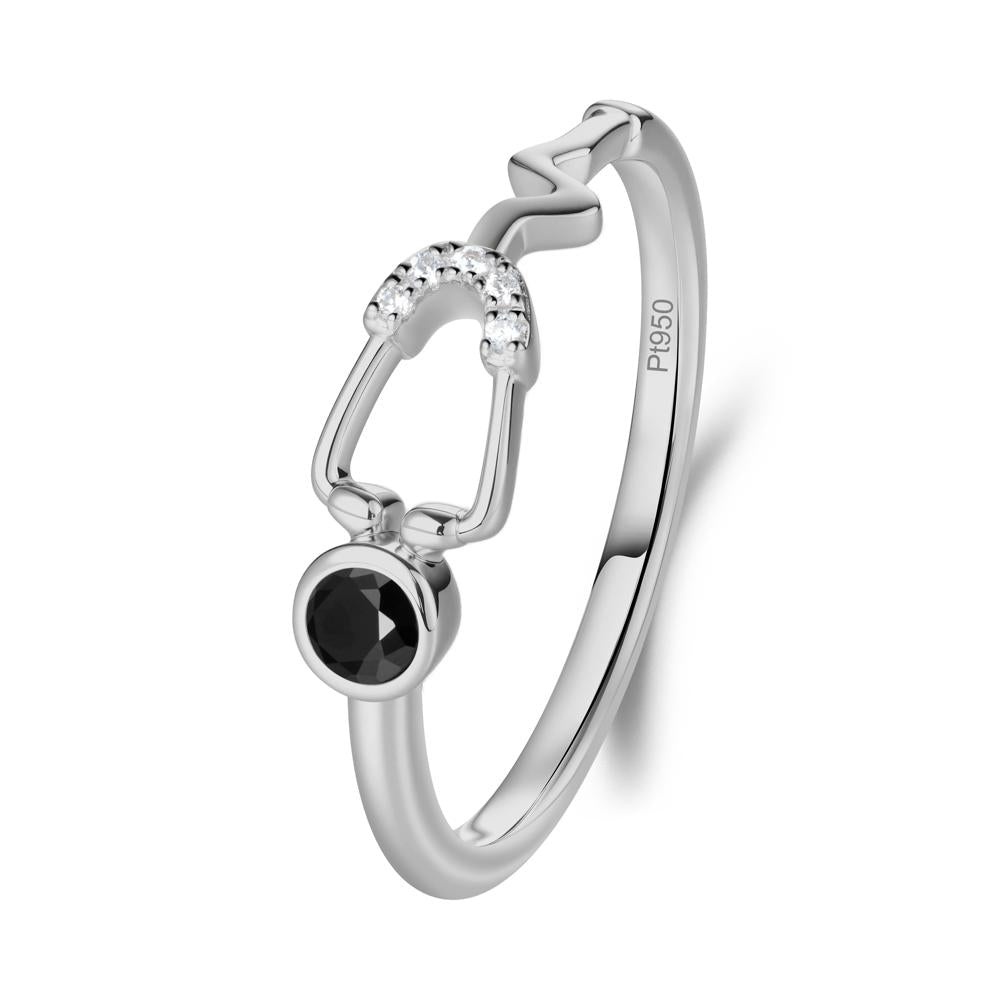 Stethoscope Inspired Black Spinel Ring - LUO Jewelry #metal_platinum