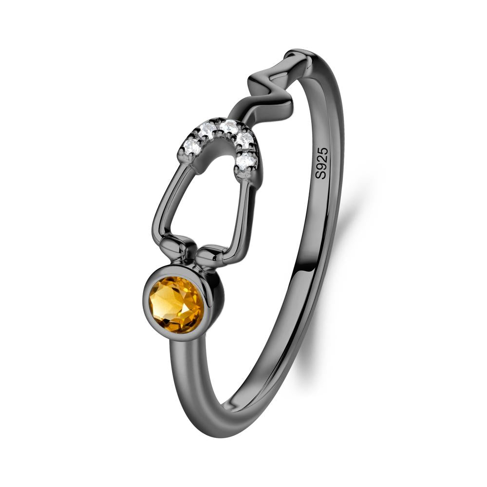 Stethoscope Citrine Ring for Nurses - LUO Jewelry #metal_black finish sterling silver