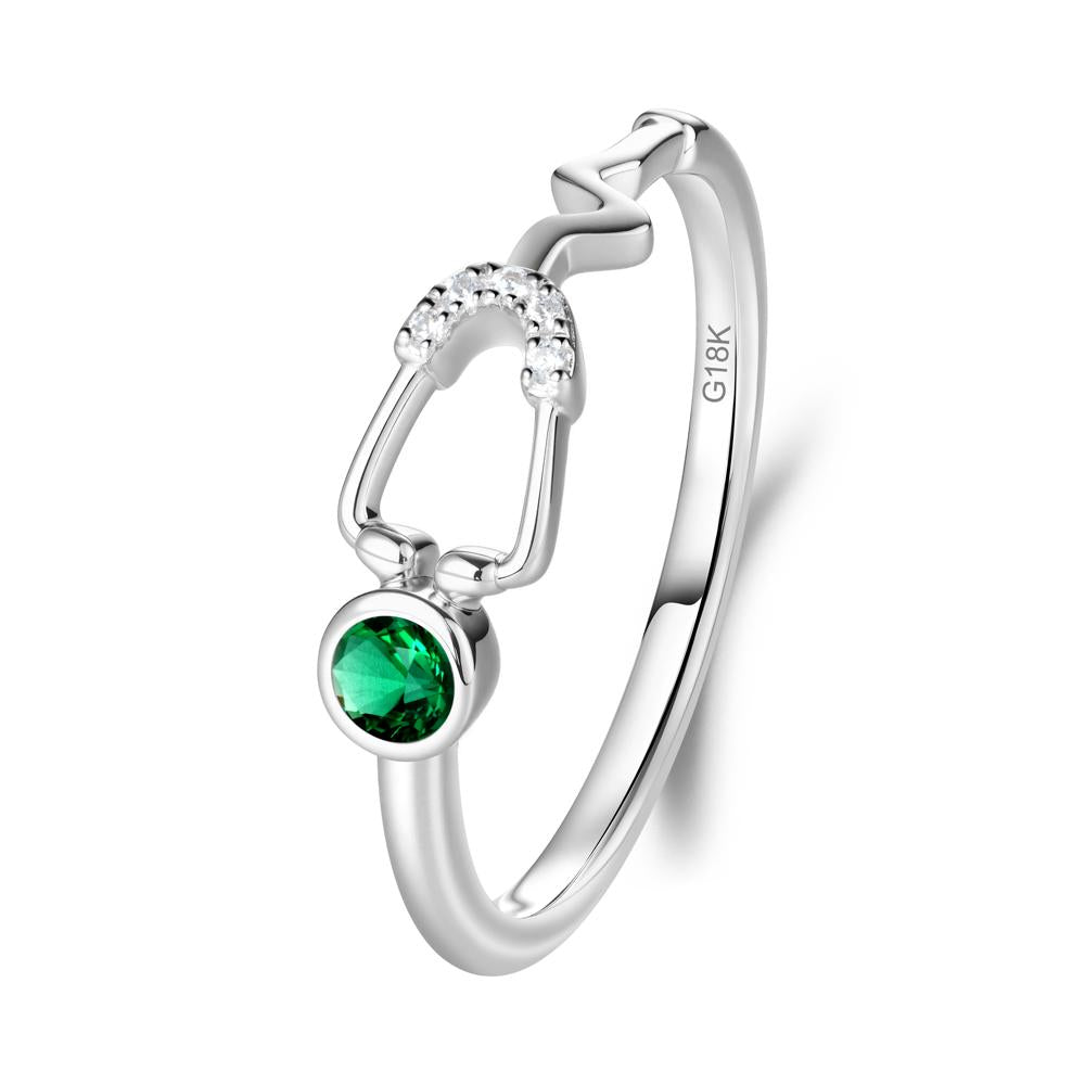 Stethoscope Emerald Ring for Nurses - LUO Jewelry #metal_18k white gold