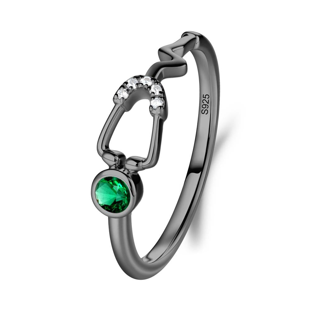 Stethoscope Emerald Ring for Nurses - LUO Jewelry #metal_black finish sterling silver