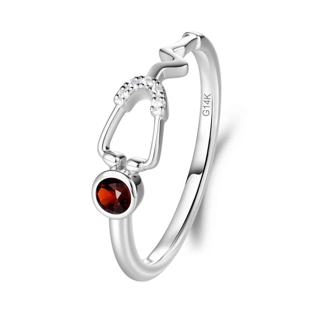 Round Garnet Stethoscope Ring - LUO Jewelry #metal_14k white gold
