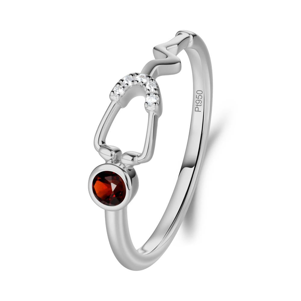 Round Garnet Stethoscope Ring - LUO Jewelry #metal_platinum