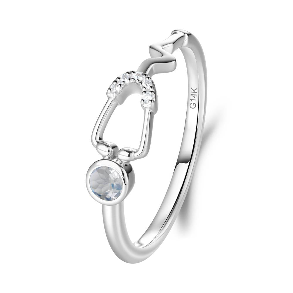 Stethoscope Inspired Moonstone Ring - LUO Jewelry #metal_14k white gold