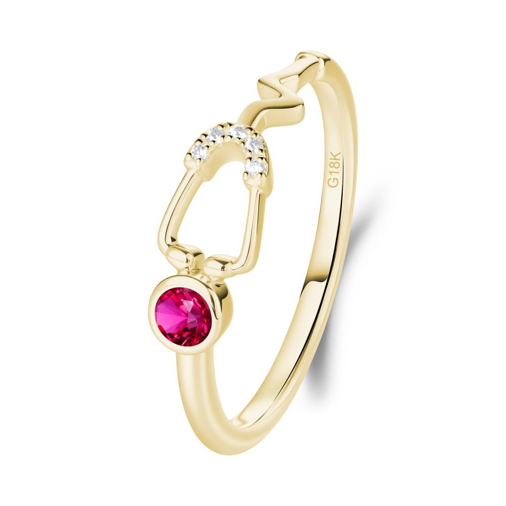 Stethoscope Inspired Ruby Ring - LUO Jewelry #metal_18k yellow gold