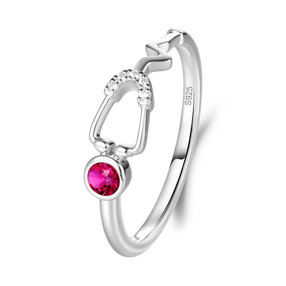 Stethoscope Inspired Ruby Ring - LUO Jewelry #metal_sterling silver