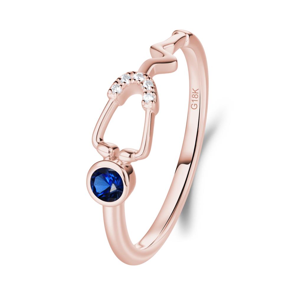 Round Sapphire Stethoscope Ring - LUO Jewelry #metal_18k rose gold