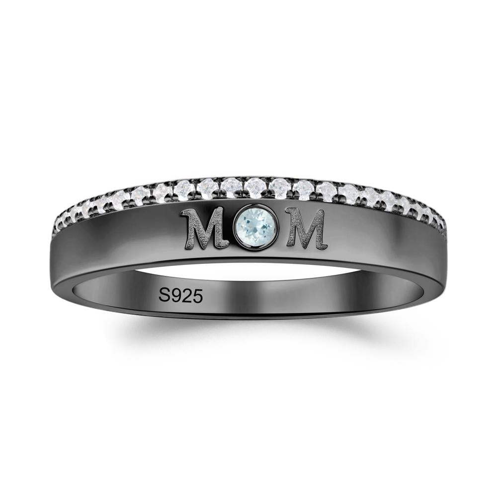 Aquamarine Eternity Mother's Ring - LUO Jewelry #metal_black finish sterling silver