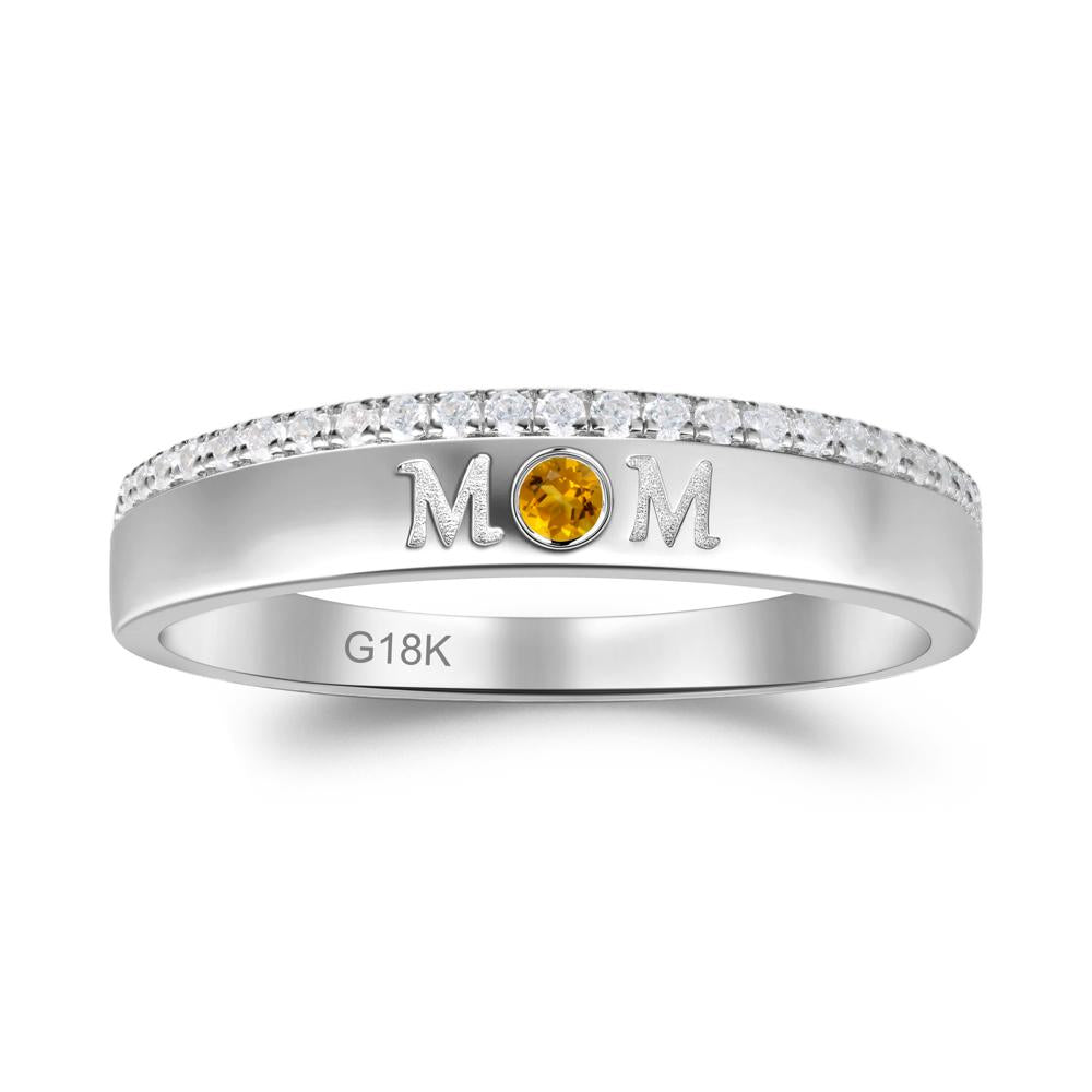 Round Citrine Eternity Mom Ring - LUO Jewelry #metal_18k white gold