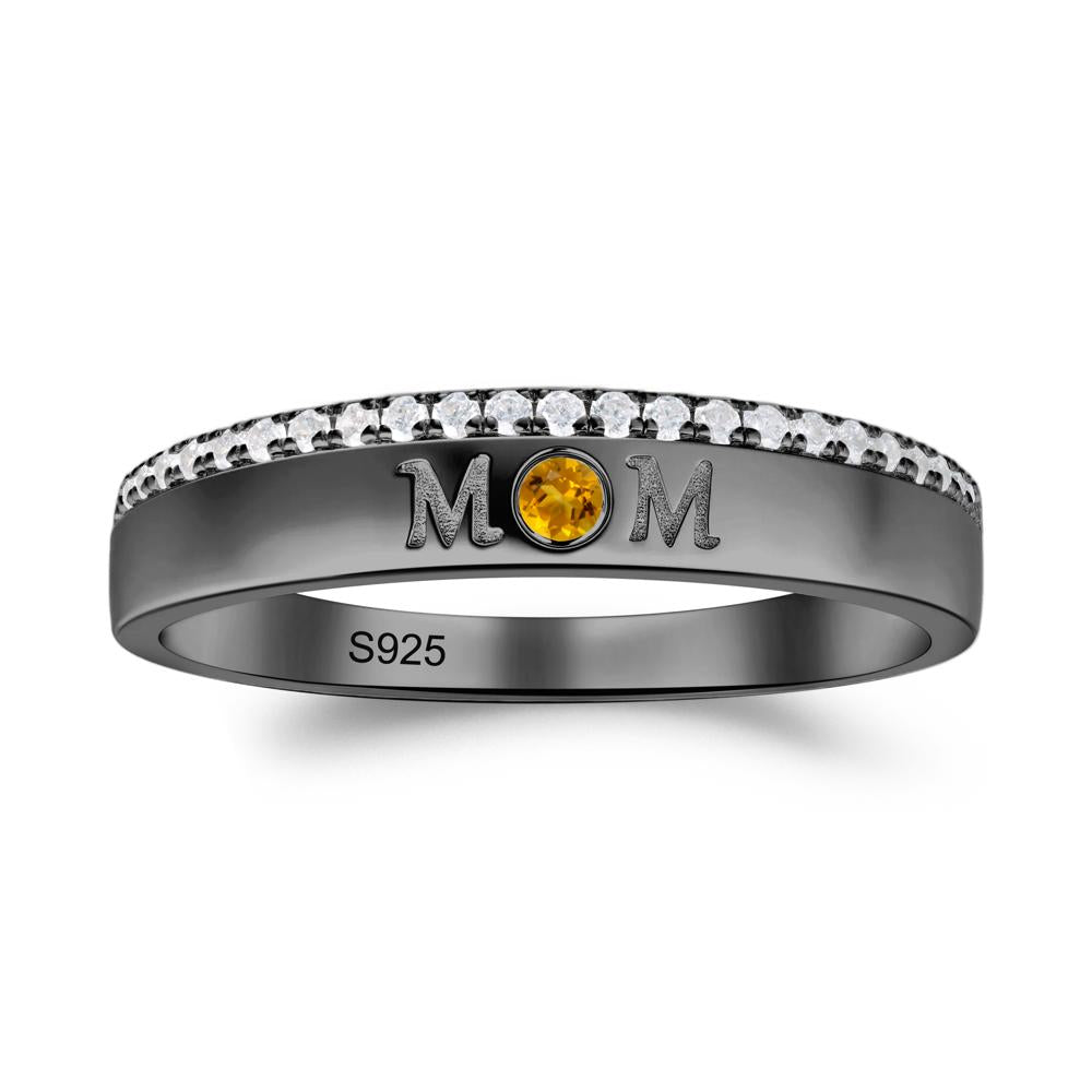Round Citrine Eternity Mom Ring - LUO Jewelry #metal_black finish sterling silver
