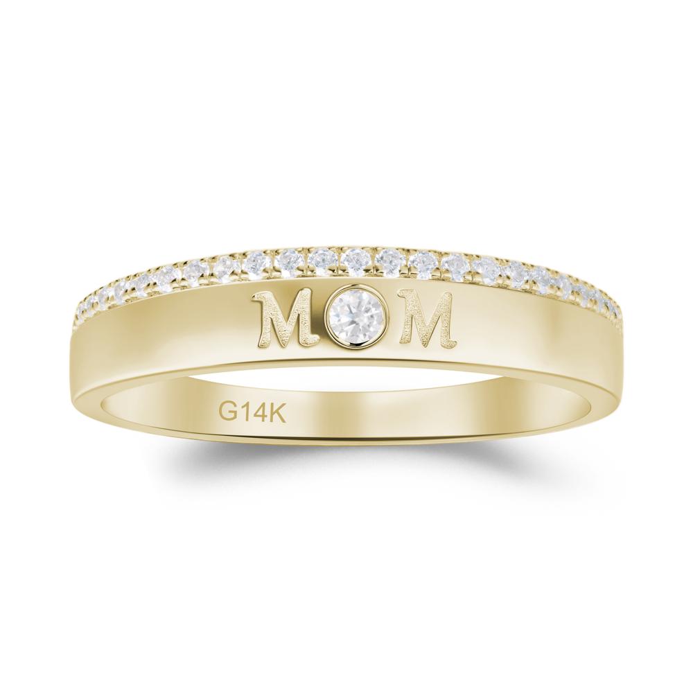 Round Cubic Zirconia Eternity Mom Ring - LUO Jewelry #metal_14k yellow gold