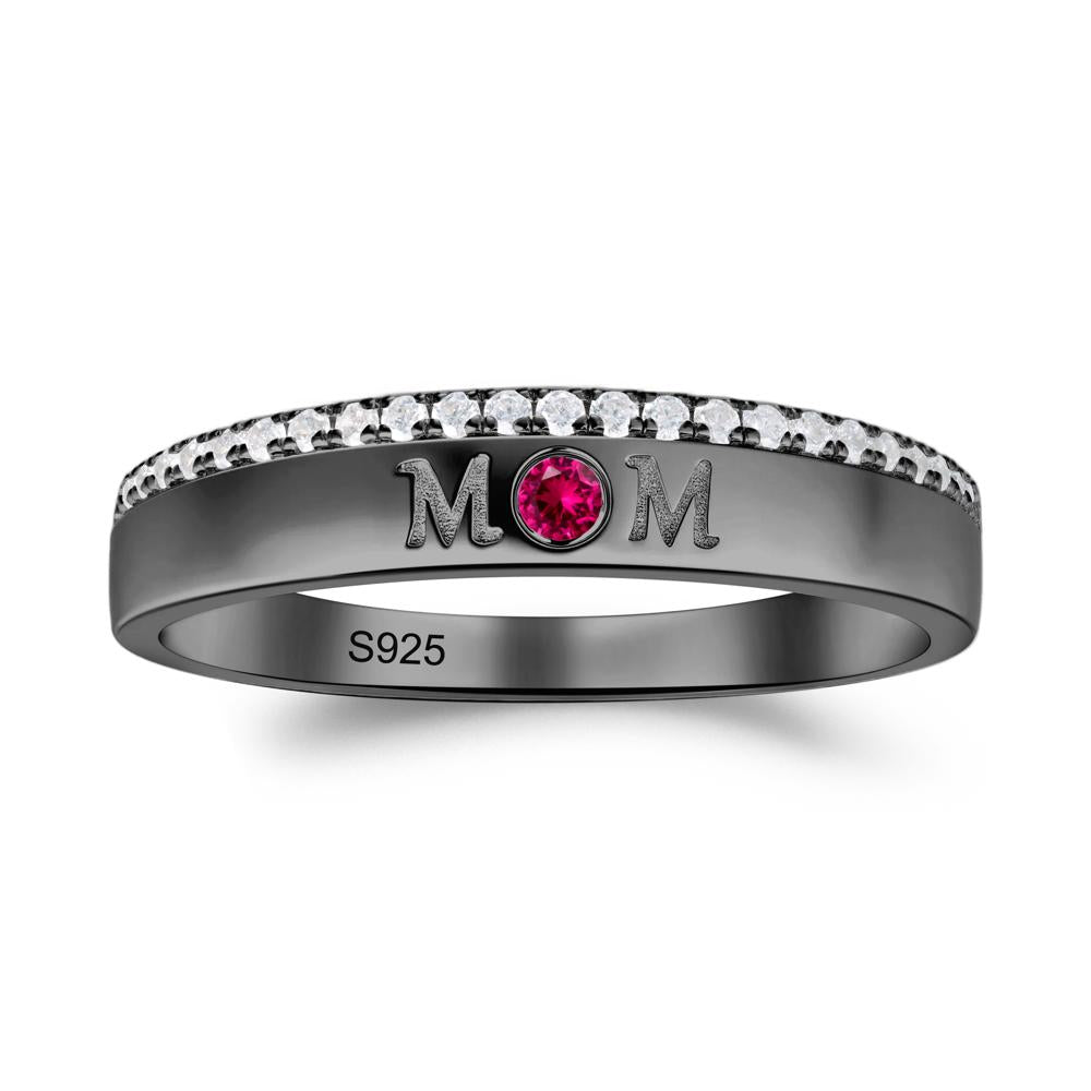 Round Ruby Eternity Mom Ring - LUO Jewelry #metal_black finish sterling silver