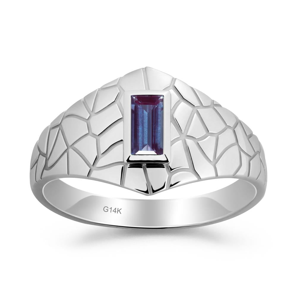 Alexandrite Cracked Texture Ring - LUO Jewelry #metal_14k white gold
