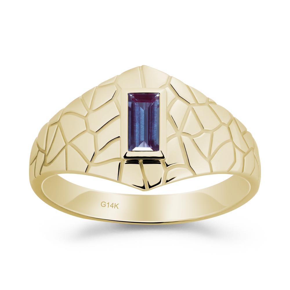 Alexandrite Cracked Texture Ring - LUO Jewelry #metal_14k yellow gold