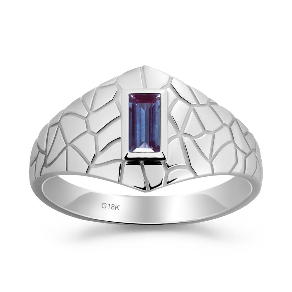 Alexandrite Cracked Texture Ring - LUO Jewelry #metal_18k white gold