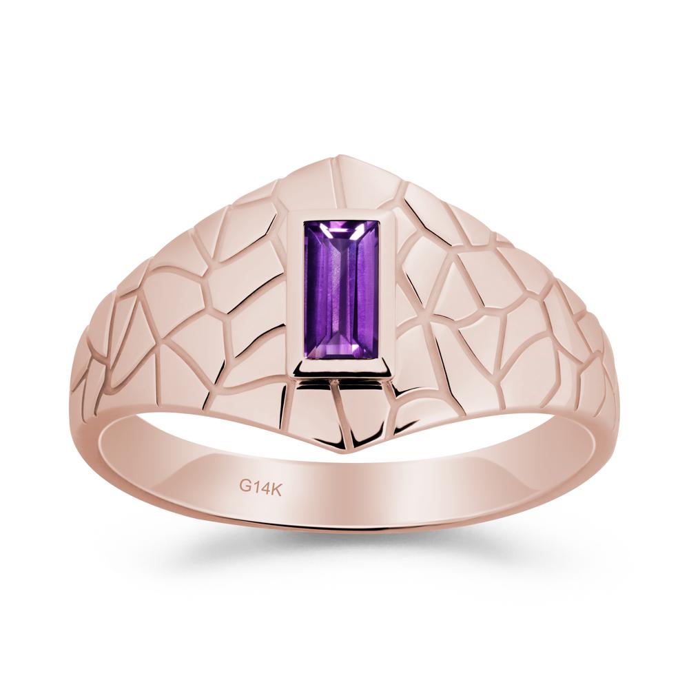 Amethyst Cracked Texture Ring - LUO Jewelry #metal_14k rose gold