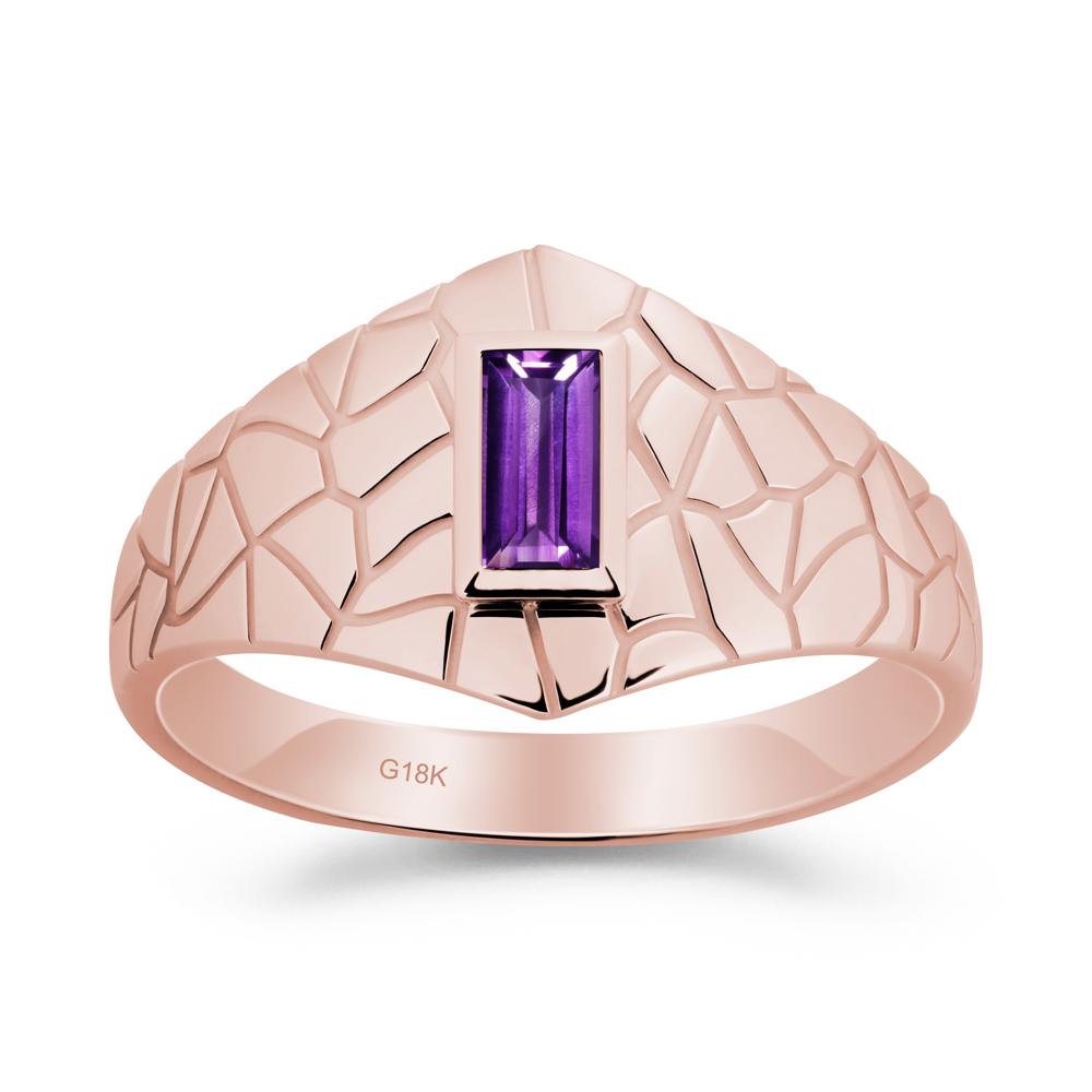 Amethyst Cracked Texture Ring - LUO Jewelry #metal_18k rose gold