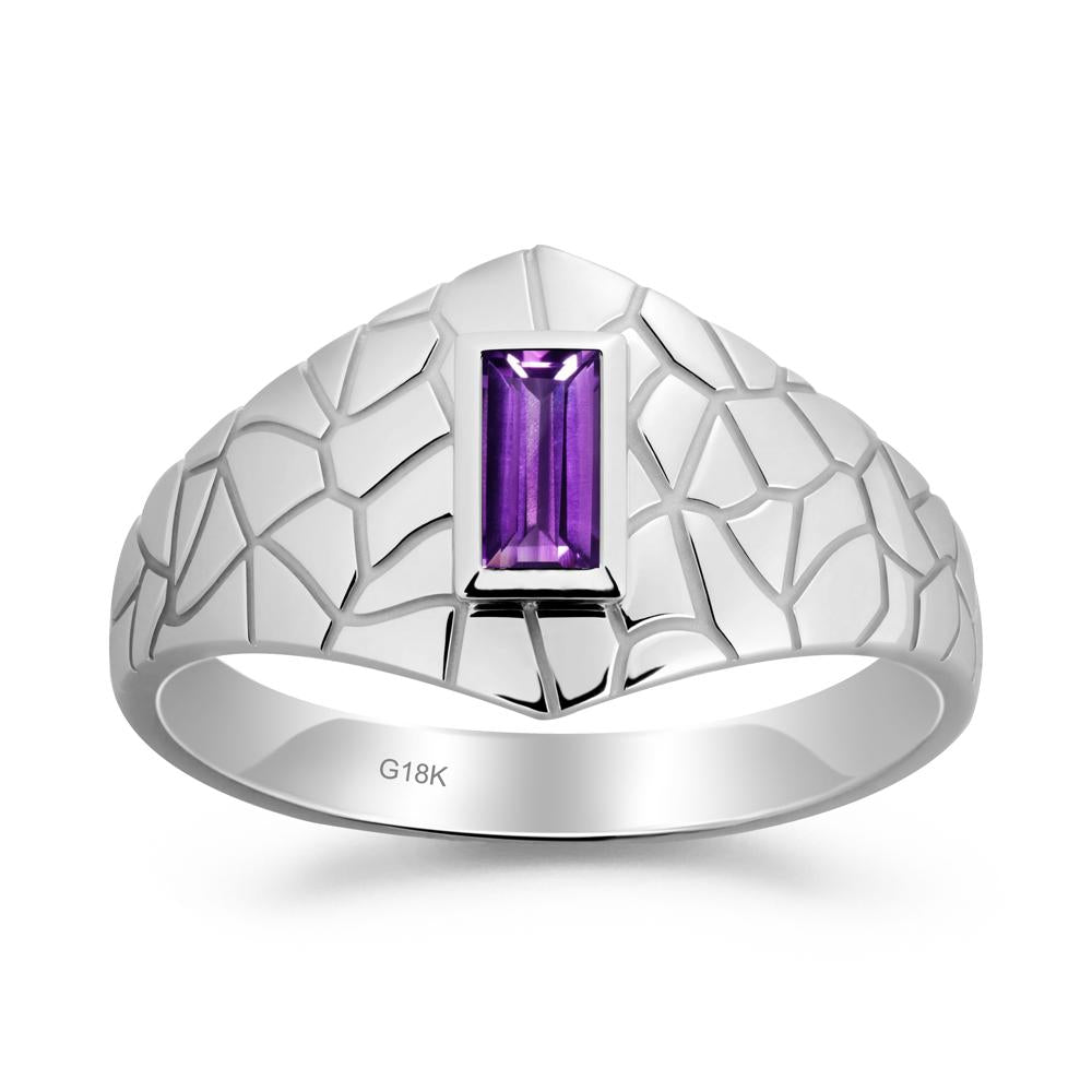 Amethyst Cracked Texture Ring - LUO Jewelry #metal_18k white gold