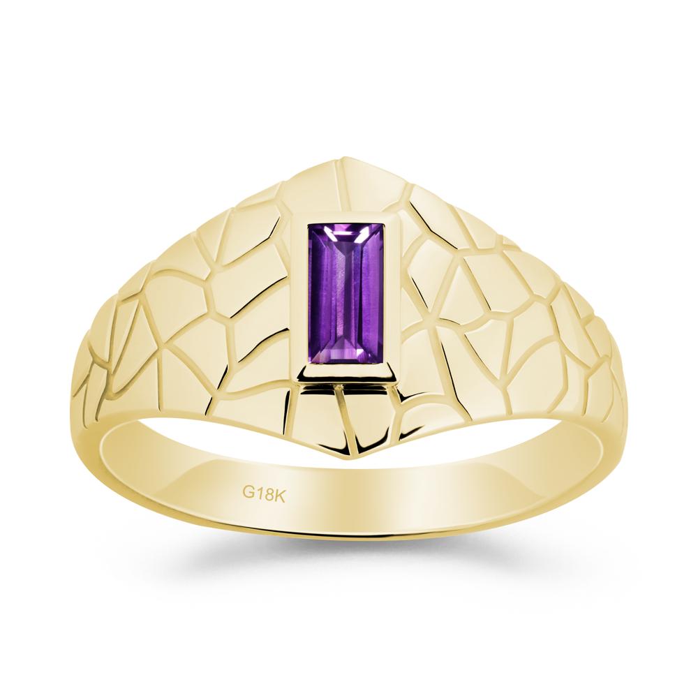 Amethyst Cracked Texture Ring - LUO Jewelry #metal_18k yellow gold