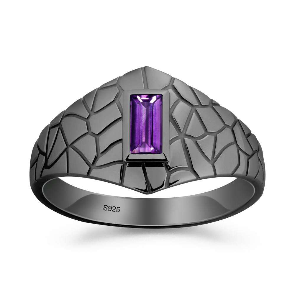Amethyst Cracked Texture Ring - LUO Jewelry #metal_black finish sterling silver