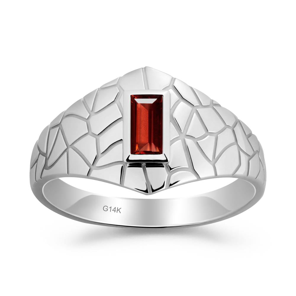 Garnet Cracked Texture Ring - LUO Jewelry #metal_14k white gold