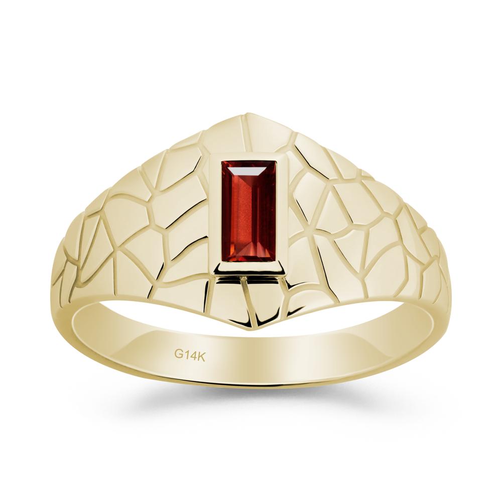 Garnet Cracked Texture Ring - LUO Jewelry #metal_14k yellow gold