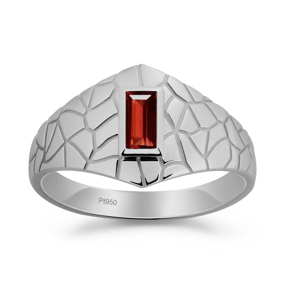 Garnet Cracked Texture Ring - LUO Jewelry #metal_platinum