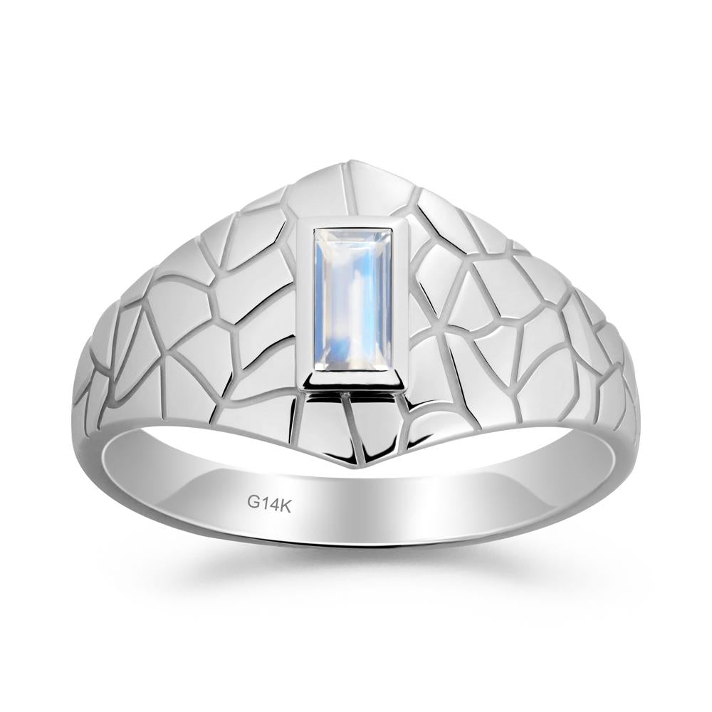 Moonstone Cracked Texture Ring - LUO Jewelry #metal_14k white gold