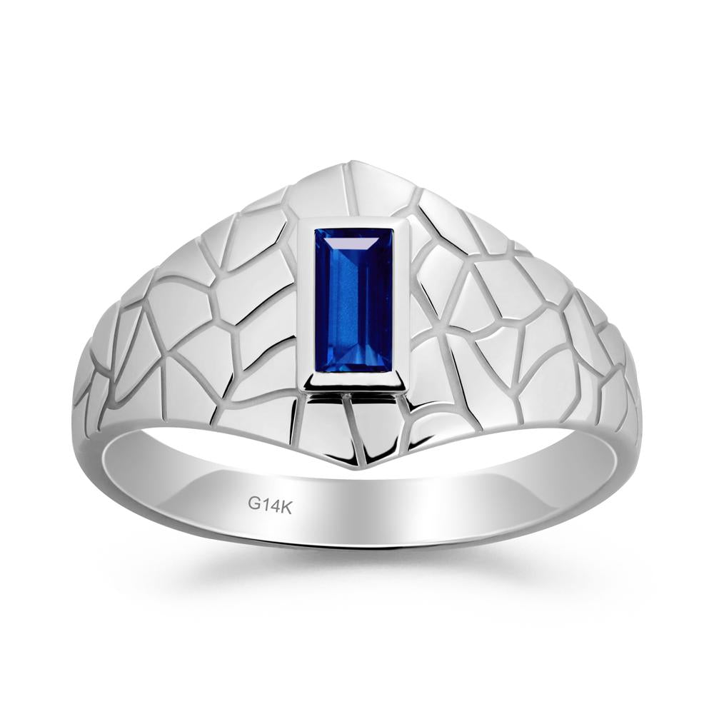 Sapphire Cracked Texture Ring - LUO Jewelry #metal_14k white gold