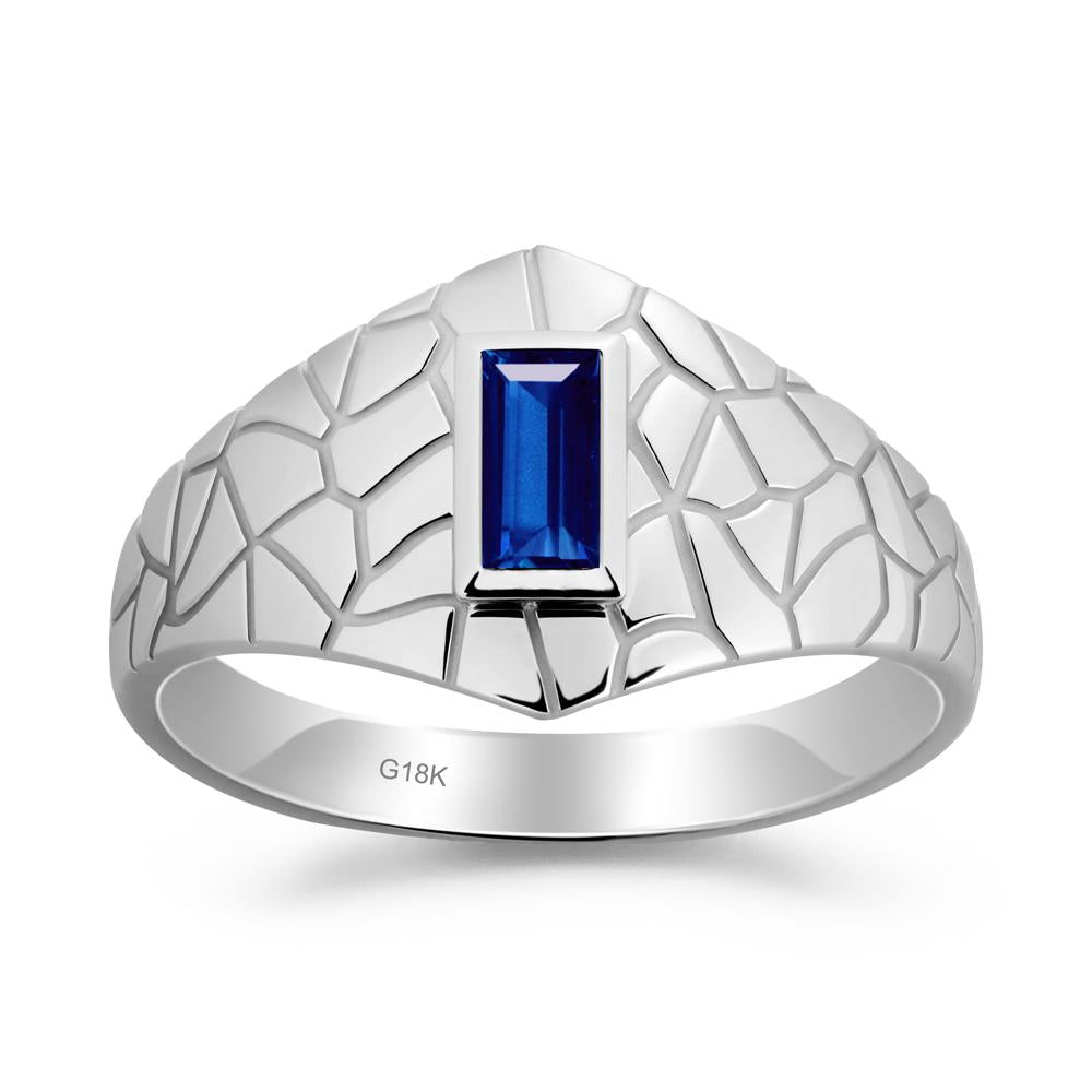 Sapphire Cracked Texture Ring - LUO Jewelry #metal_18k white gold