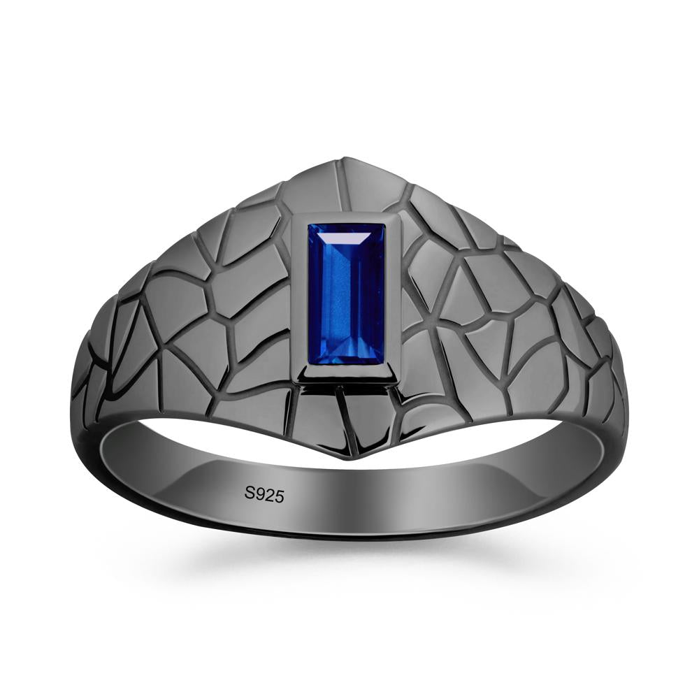 Sapphire Cracked Texture Ring - LUO Jewelry #metal_black finish sterling silver