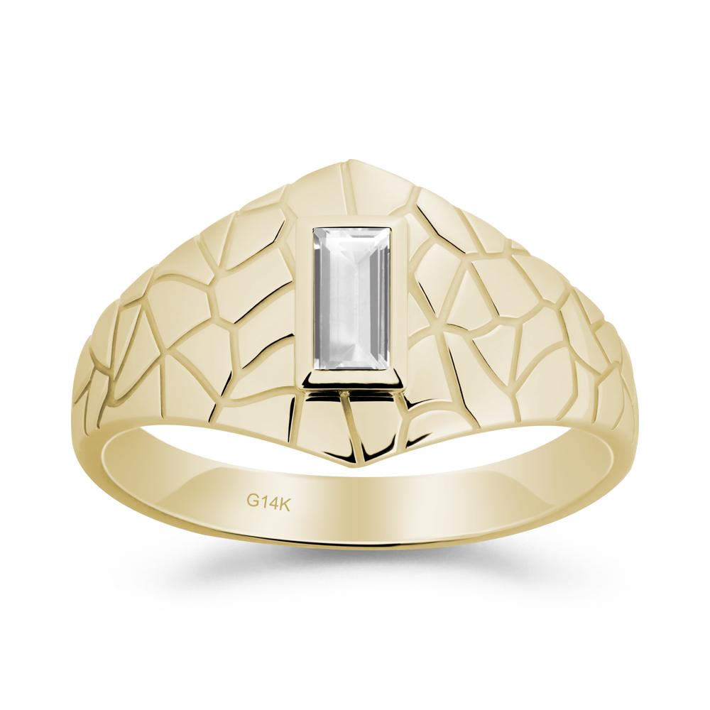 White Topaz Cracked Texture Ring - LUO Jewelry #metal_14k yellow gold