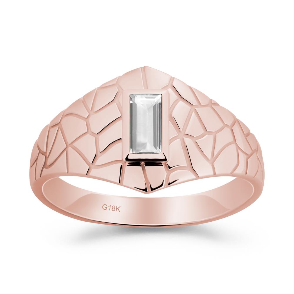 White Topaz Cracked Texture Ring - LUO Jewelry #metal_18k rose gold