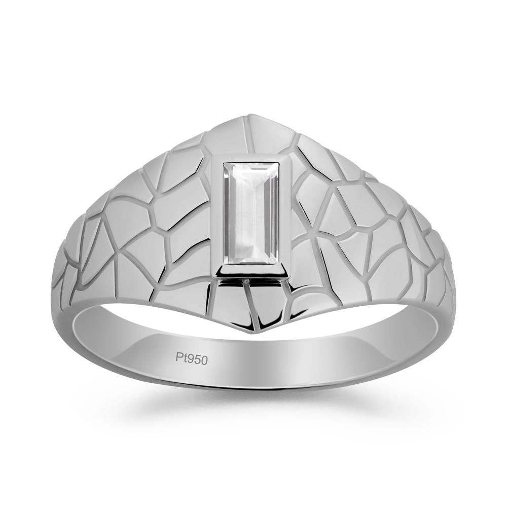 White Topaz Cracked Texture Ring - LUO Jewelry #metal_platinum