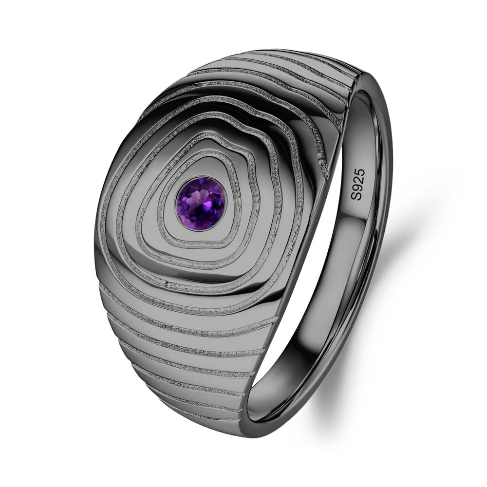 Wood Grain Amethyst Statement Ring - LUO Jewelry #metal_black finish sterling silver