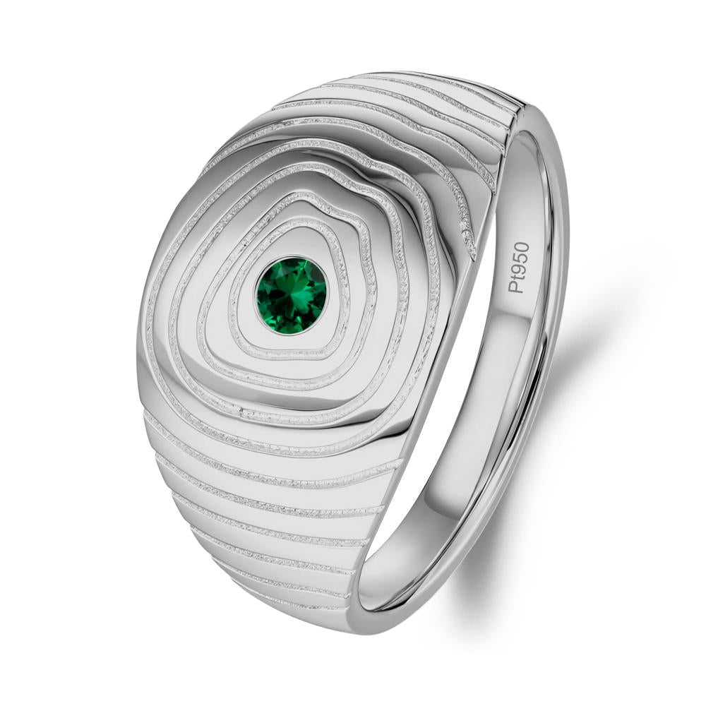 Wood Grain Emerald Statement Ring - LUO Jewelry #metal_platinum