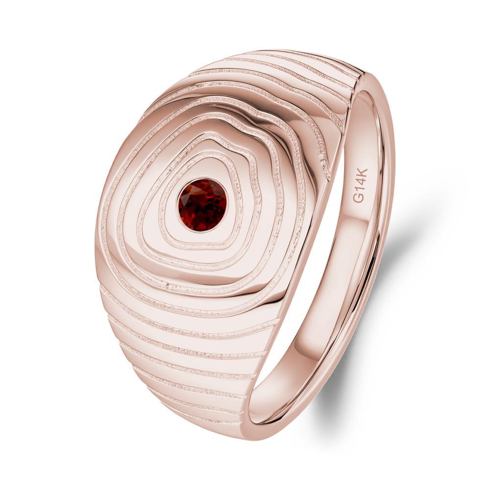 Wood Grain Garnet Statement Ring - LUO Jewelry #metal_14k rose gold