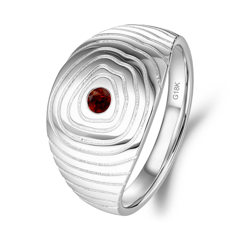 Wood Grain Garnet Statement Ring - LUO Jewelry #metal_18k white gold