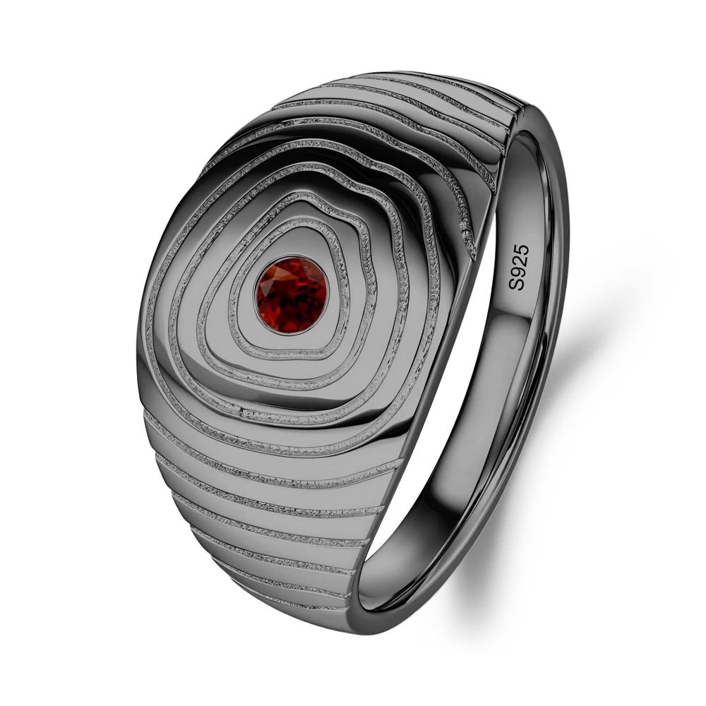 Wood Grain Garnet Statement Ring - LUO Jewelry #metal_black finish sterling silver