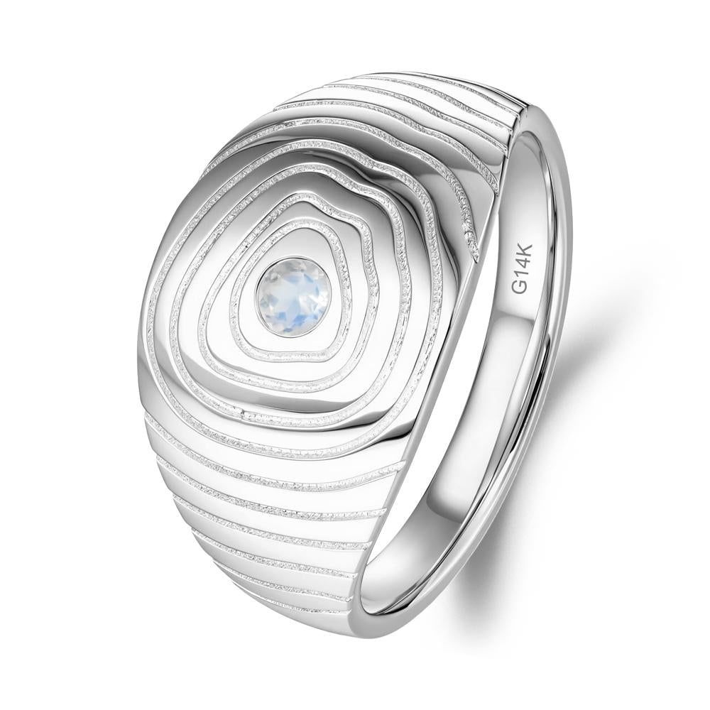 Wood Grain Moonstone Statement Ring - LUO Jewelry #metal_14k white gold