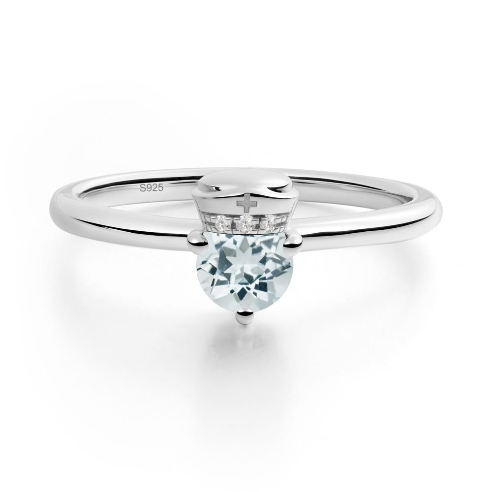 Nurse Cap Inspired Aquamarine Ring - LUO Jewelry #metal_sterling silver