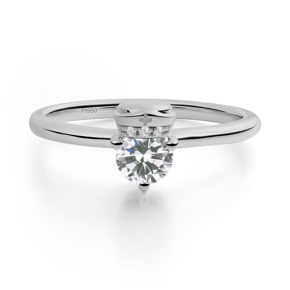 Nurse Cap Inspired Cubic Zirconia Ring - LUO Jewelry #metal_platinum