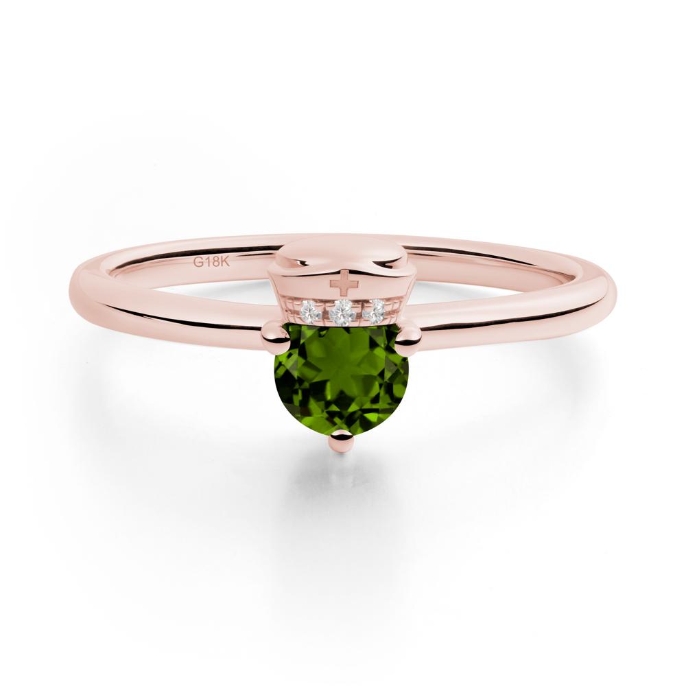 Nurse Cap Inspired Diopside Ring - LUO Jewelry #metal_18k rose gold