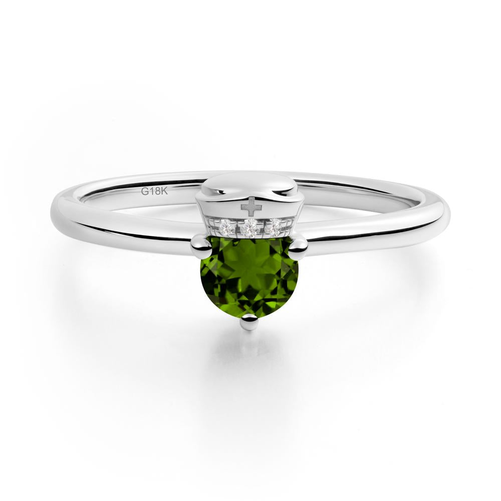 Nurse Cap Inspired Diopside Ring - LUO Jewelry #metal_18k white gold