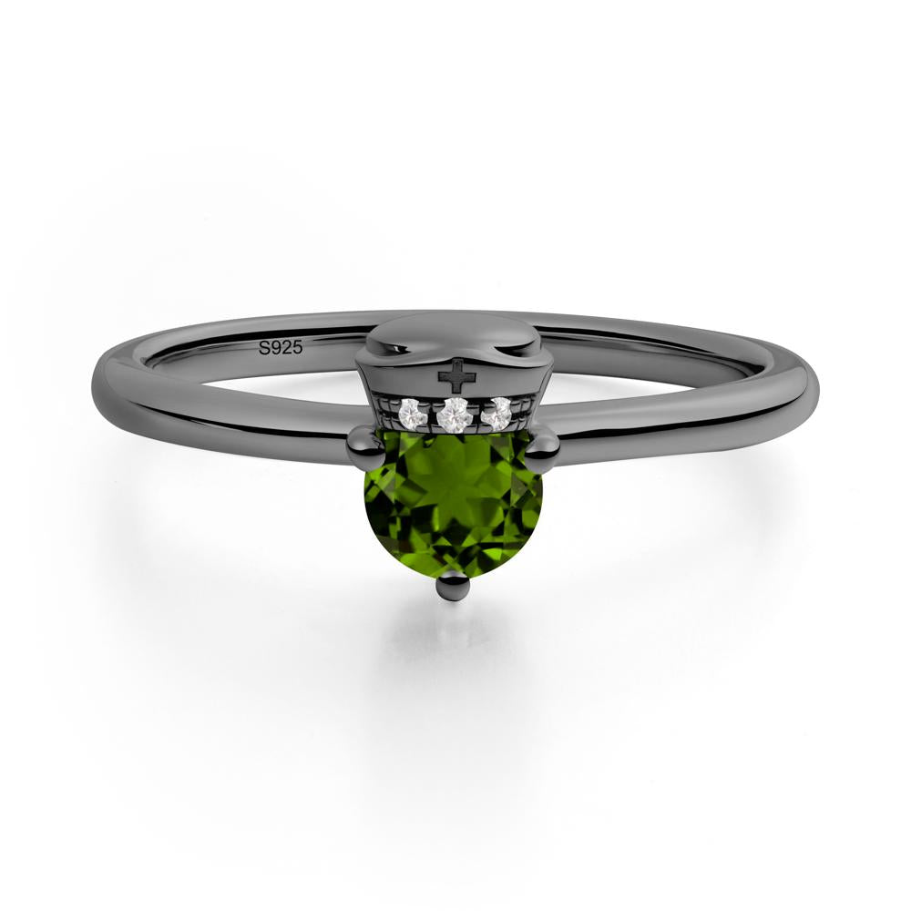 Nurse Cap Inspired Diopside Ring - LUO Jewelry #metal_black finish sterling silver