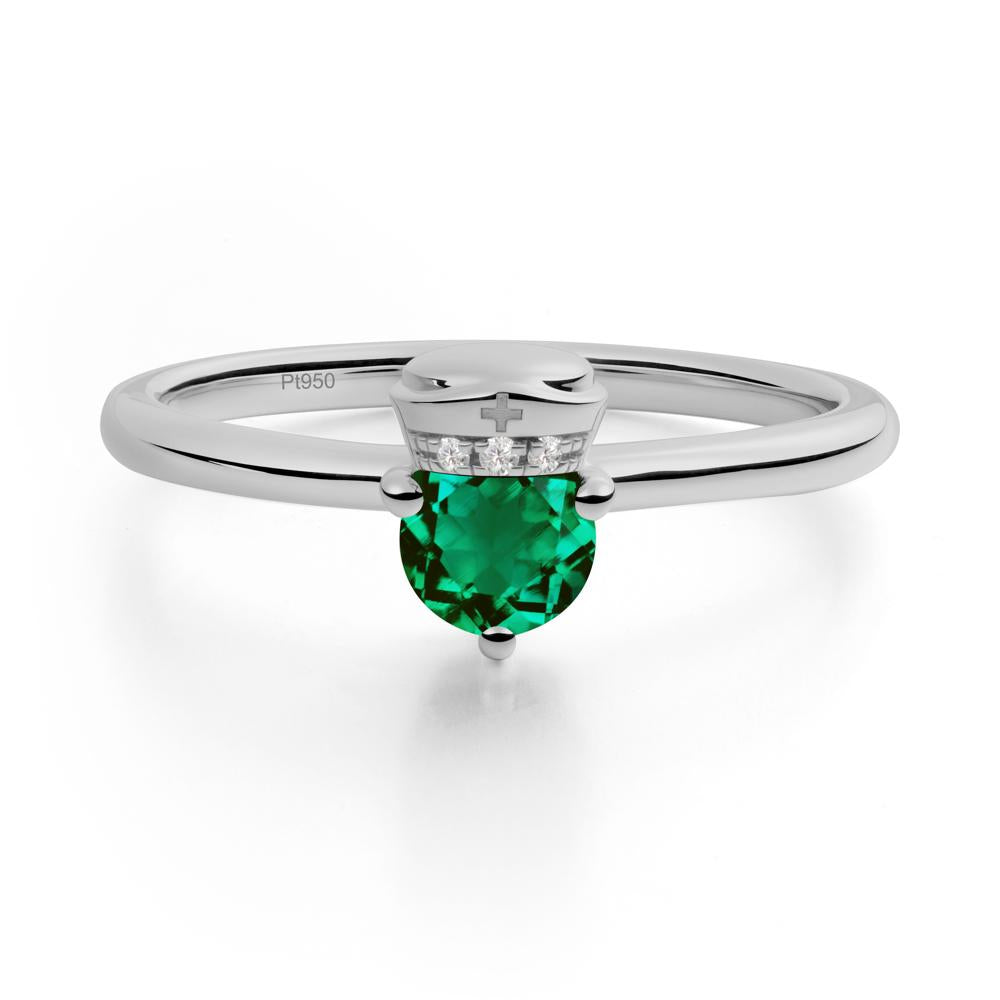 Cap Inspired Round Emerald Ring - LUO Jewelry #metal_platinum