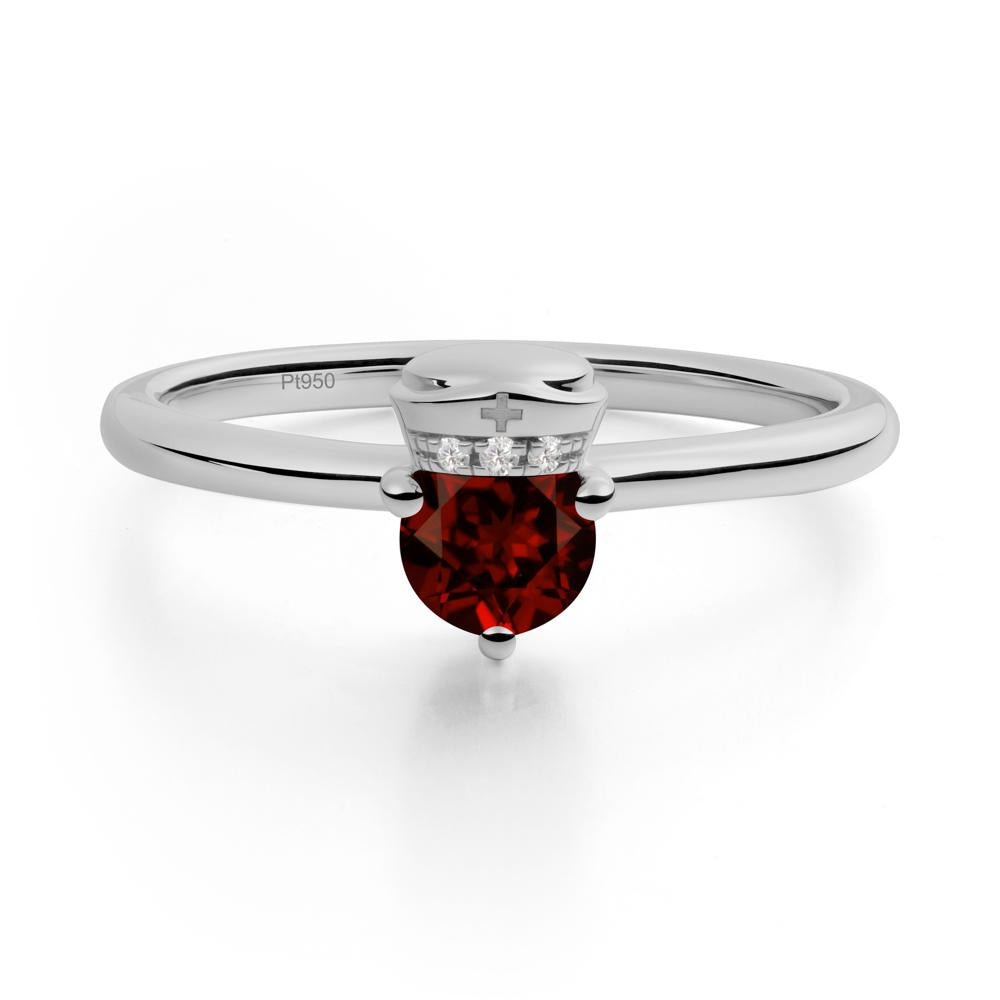 Nurse Cap Inspired Garnet Ring - LUO Jewelry #metal_platinum