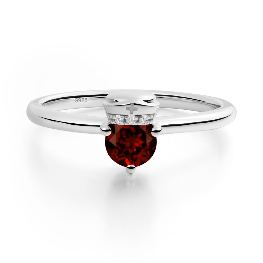 Nurse Cap Inspired Garnet Ring - LUO Jewelry #metal_sterling silver