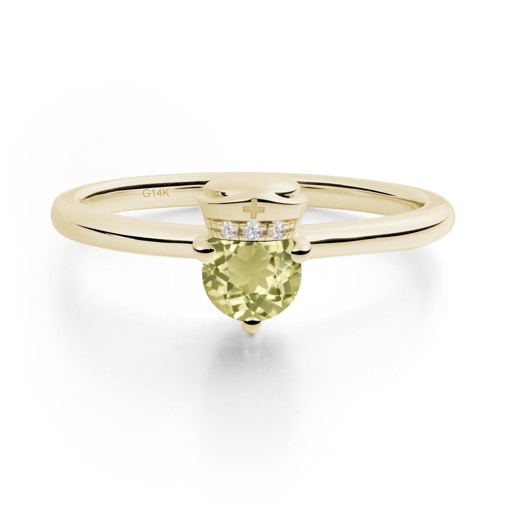 Nurse Cap Inspired Lemon Quartz Ring - LUO Jewelry #metal_14k yellow gold