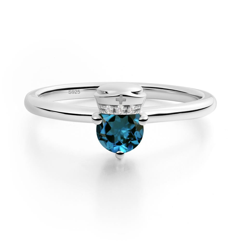 Nurse Cap Inspired London Blue Topaz Ring - LUO Jewelry #metal_sterling silver