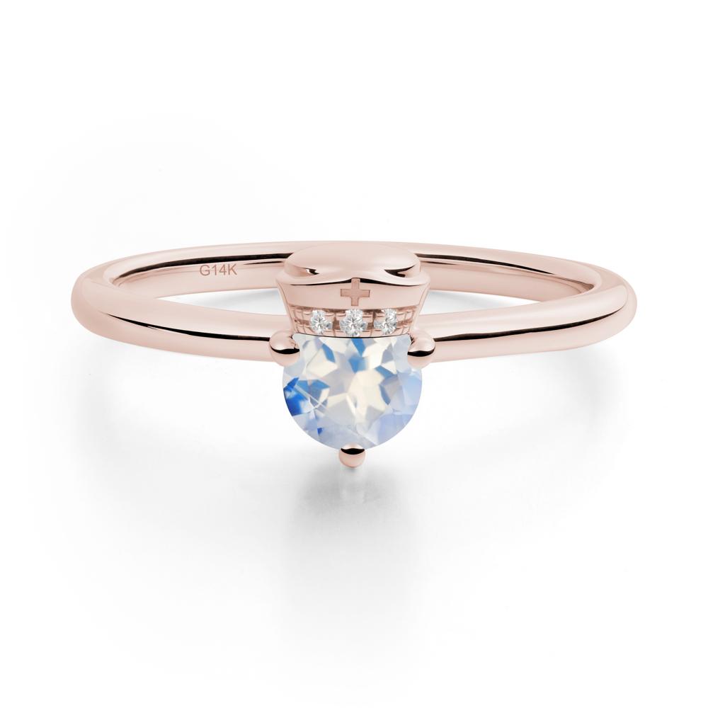 Nurse Cap Inspired Moonstone Ring - LUO Jewelry #metal_14k rose gold